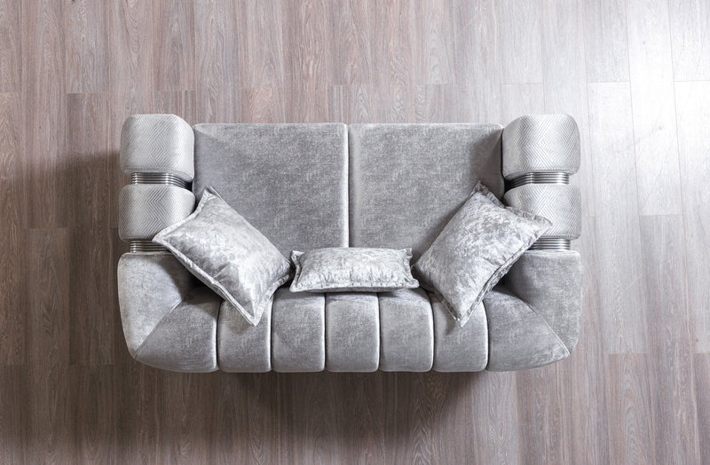 Santana Silver Velvet Sofa & Loveseat - SANTANASILVER-SL