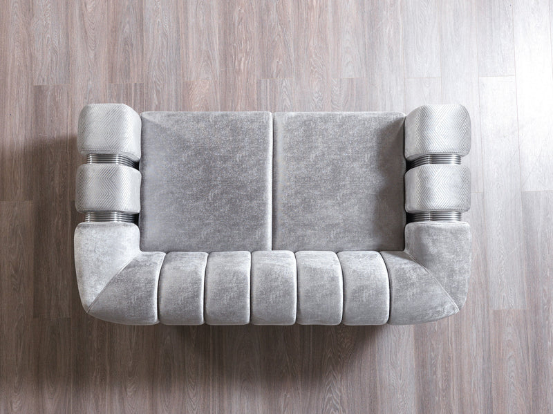Santana Silver Velvet Sofa & Loveseat - SANTANASILVER-SL
