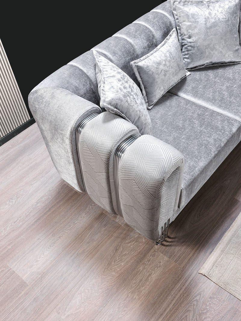 Santana Silver Velvet Sofa & Loveseat - SANTANASILVER-SL
