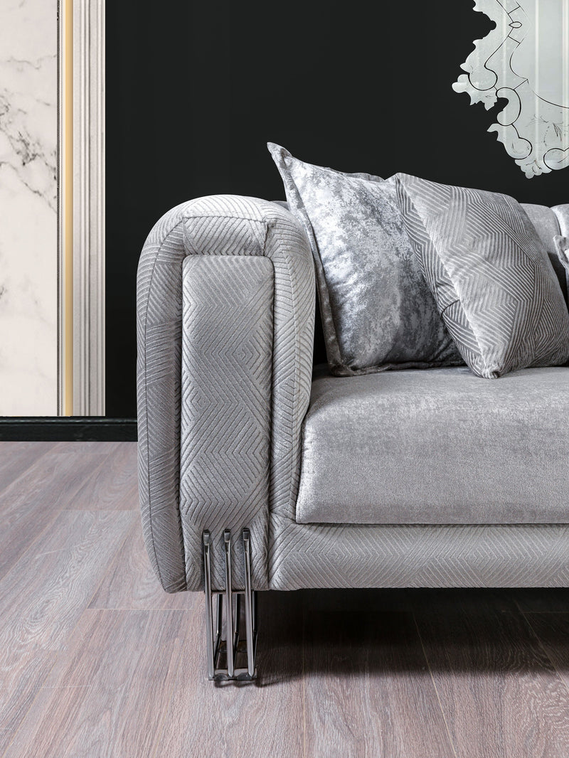 Santana Silver Velvet Sofa - SANTANASILVER-S