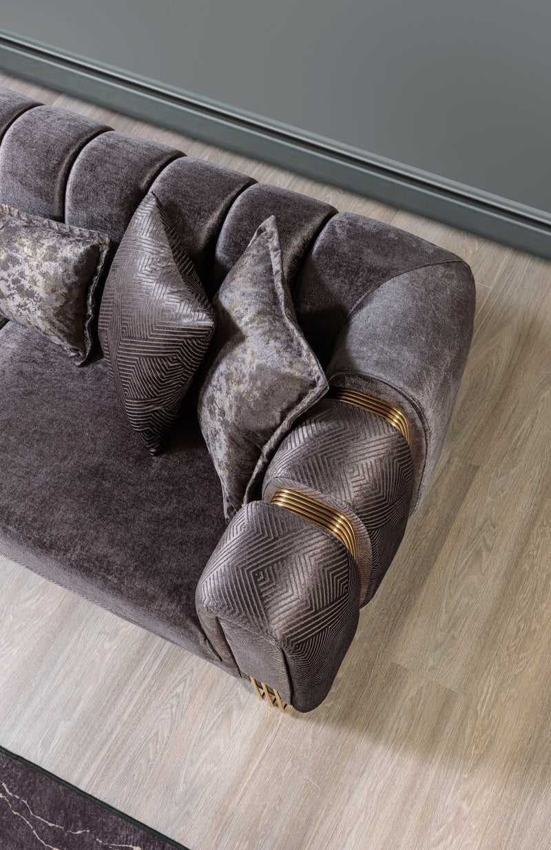 Santana Smoke Velvet Sofa & Loveseat - Gate FurnitureLiving Room Set