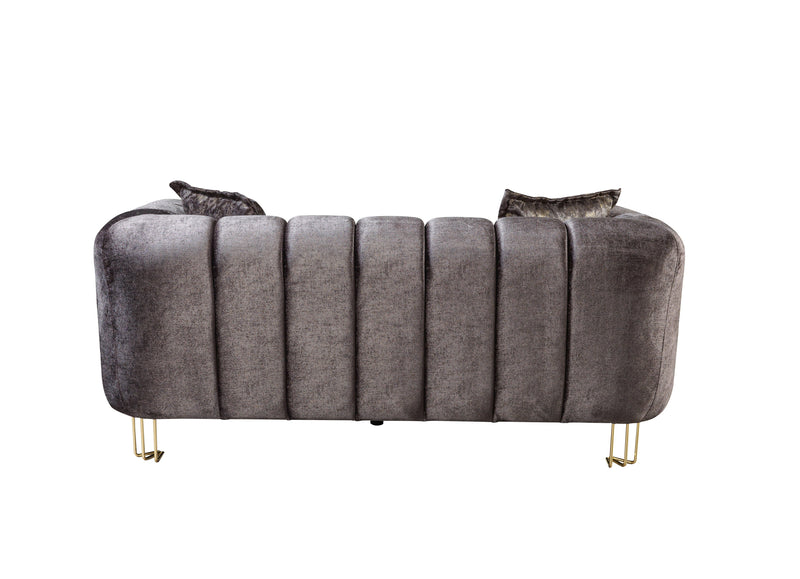 Santana Smoke Velvet Sofa & Loveseat - Gate FurnitureLiving Room Set