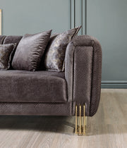 Santana Smoke Velvet Sofa & Loveseat - Gate FurnitureLiving Room Set