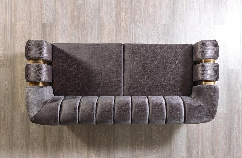 Santana Smoke Velvet Sofa & Loveseat - Gate FurnitureLiving Room Set