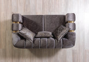 Santana Smoke Velvet Sofa & Loveseat - Gate FurnitureLiving Room Set
