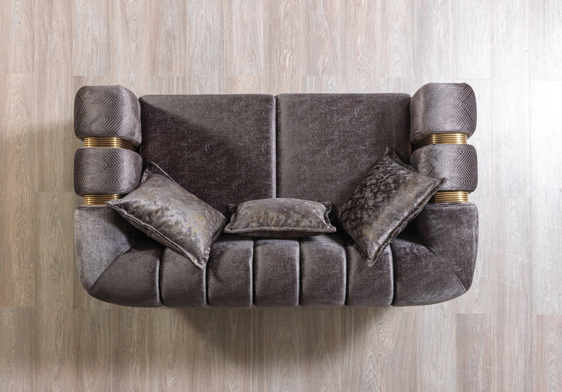 Santana Smoke Velvet Sofa & Loveseat - Gate FurnitureLiving Room Set