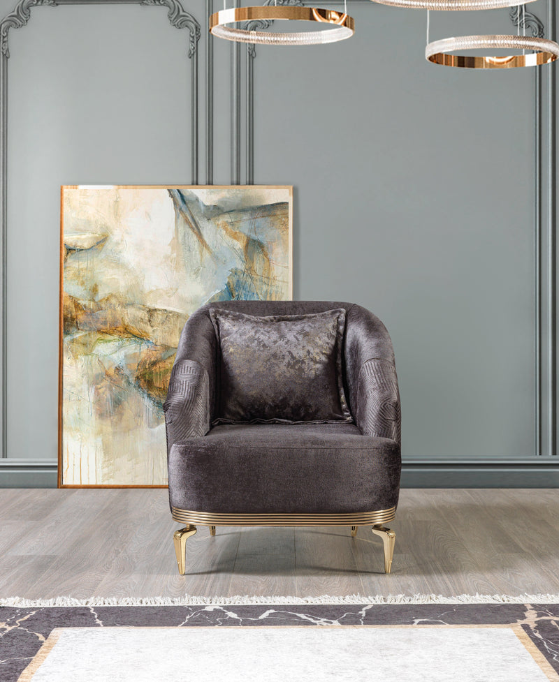 Santana Smoke Velvet Sofa & Loveseat - Gate FurnitureLiving Room Set