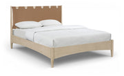 Santos Vegan Leather Headboard and Wood King Bed in Brown - B1264Brown-K