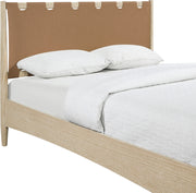 Santos Vegan Leather Headboard and Wood King Bed in Brown - B1264Brown-K