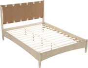 Santos Vegan Leather Headboard and Wood King Bed in Brown - B1264Brown-K