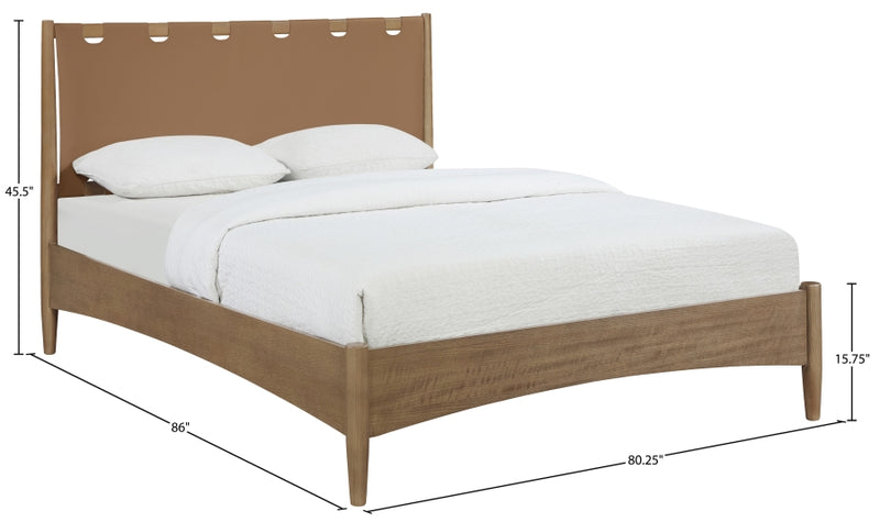 Santos Vegan Leather Headboard and Wood King Bed in Brown - B1265Brown-K