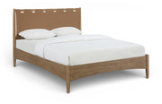Santos Vegan Leather Headboard and Wood King Bed in Brown - B1265Brown-K