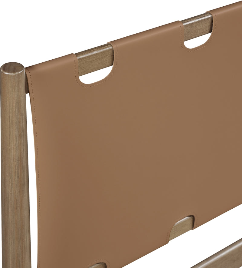 Santos Vegan Leather Headboard and Wood King Bed in Brown - B1265Brown-K