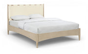 Santos Vegan Leather Headboard and Wood King Bed in Cream - B1264Cream-K