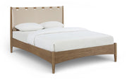 Santos Vegan Leather Headboard and Wood Queen Bed in Beige - B1265Beige-Q