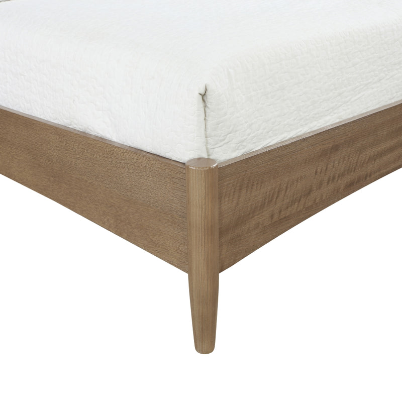 Santos Vegan Leather Headboard and Wood Queen Bed in Beige - B1265Beige-Q