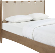 Santos Vegan Leather Headboard and Wood Queen Bed in Beige - B1265Beige-Q