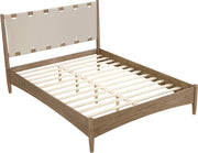 Santos Vegan Leather Headboard and Wood Queen Bed in Beige - B1265Beige-Q