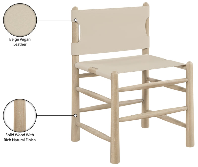Santos Vegan Leather Upholstered Dining Chair in Beige, Set of 2 - 77094Beige-C