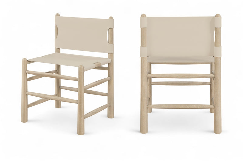 Santos Vegan Leather Upholstered Dining Chair in Beige, Set of 2 - 77094Beige-C