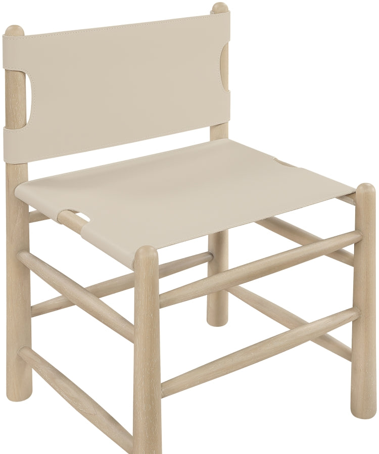 Santos Vegan Leather Upholstered Dining Chair in Beige, Set of 2 - 77094Beige-C