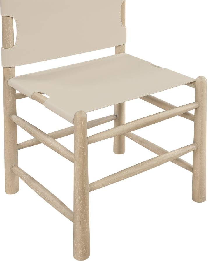 Santos Vegan Leather Upholstered Dining Chair in Beige, Set of 2 - 77094Beige-C