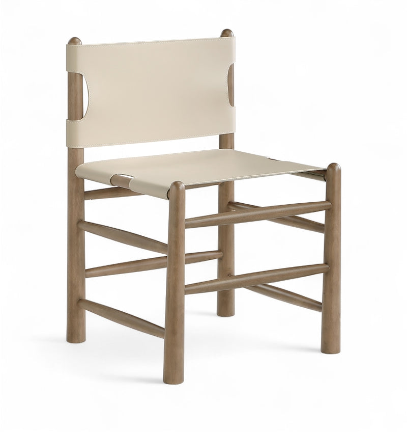 Santos Vegan Leather Upholstered Dining Chair in Beige, Set of 2 - 77095Beige-C