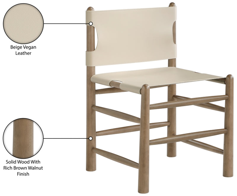 Santos Vegan Leather Upholstered Dining Chair in Beige, Set of 2 - 77095Beige-C