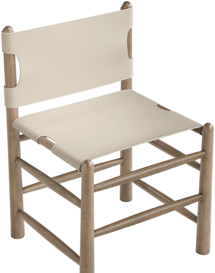 Santos Vegan Leather Upholstered Dining Chair in Beige, Set of 2 - 77095Beige-C