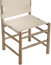 Santos Vegan Leather Upholstered Dining Chair in Beige, Set of 2 - 77095Beige-C