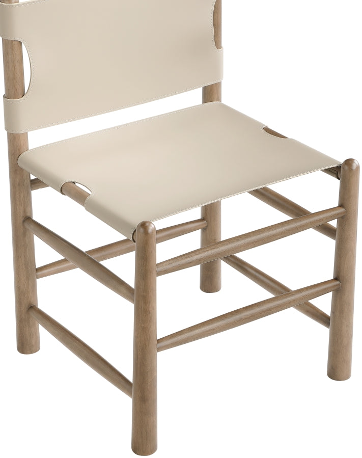 Santos Vegan Leather Upholstered Dining Chair in Beige, Set of 2 - 77095Beige-C