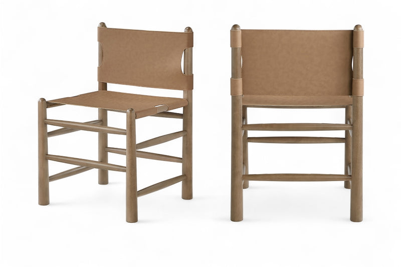 Santos Vegan Leather Upholstered Dining Chair in Brown, Set of 2 - 77095Brown-C
