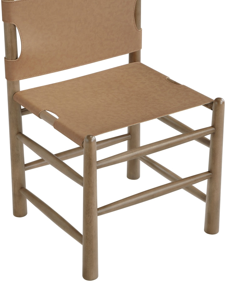 Santos Vegan Leather Upholstered Dining Chair in Brown, Set of 2 - 77095Brown-C