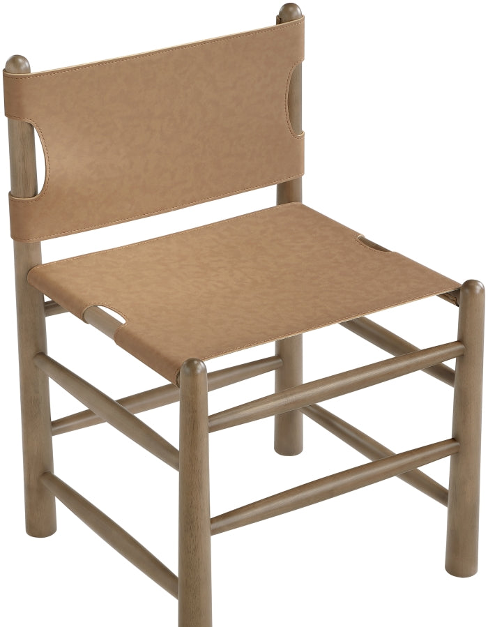 Santos Vegan Leather Upholstered Dining Chair in Brown, Set of 2 - 77095Brown-C