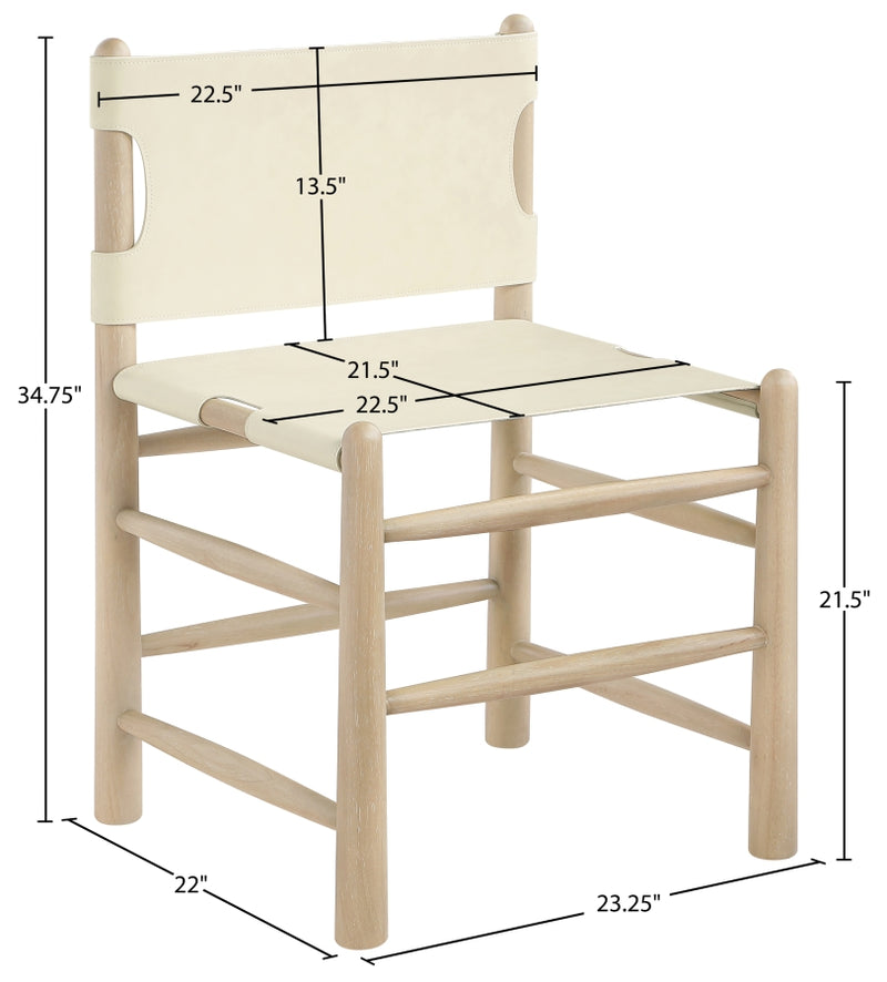 Santos Vegan Leather Upholstered Dining Chair in Cream, Set of 2 - 77094Cream-C