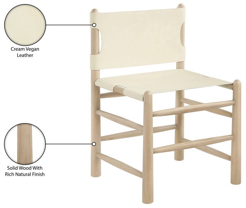 Santos Vegan Leather Upholstered Dining Chair in Cream, Set of 2 - 77094Cream-C
