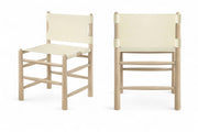 Santos Vegan Leather Upholstered Dining Chair in Cream, Set of 2 - 77094Cream-C