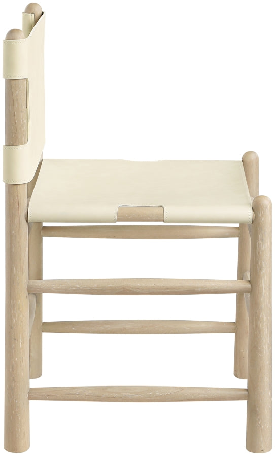Santos Vegan Leather Upholstered Dining Chair in Cream, Set of 2 - 77094Cream-C