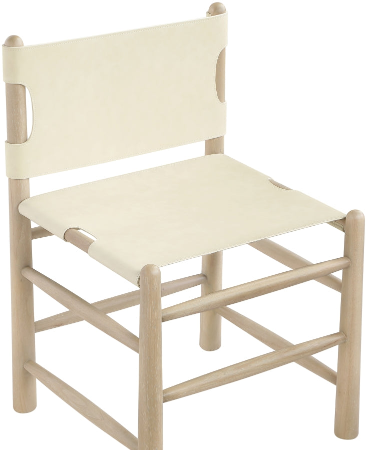 Santos Vegan Leather Upholstered Dining Chair in Cream, Set of 2 - 77094Cream-C