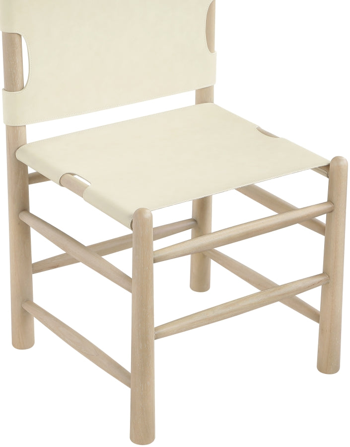 Santos Vegan Leather Upholstered Dining Chair in Cream, Set of 2 - 77094Cream-C