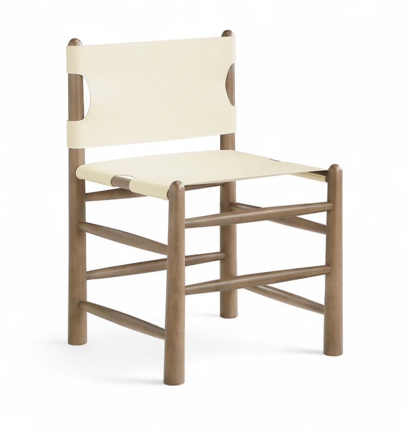 Santos Vegan Leather Upholstered Dining Chair in Cream, Set of 2 - 77095Cream-C