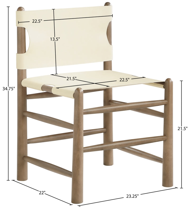 Santos Vegan Leather Upholstered Dining Chair in Cream, Set of 2 - 77095Cream-C