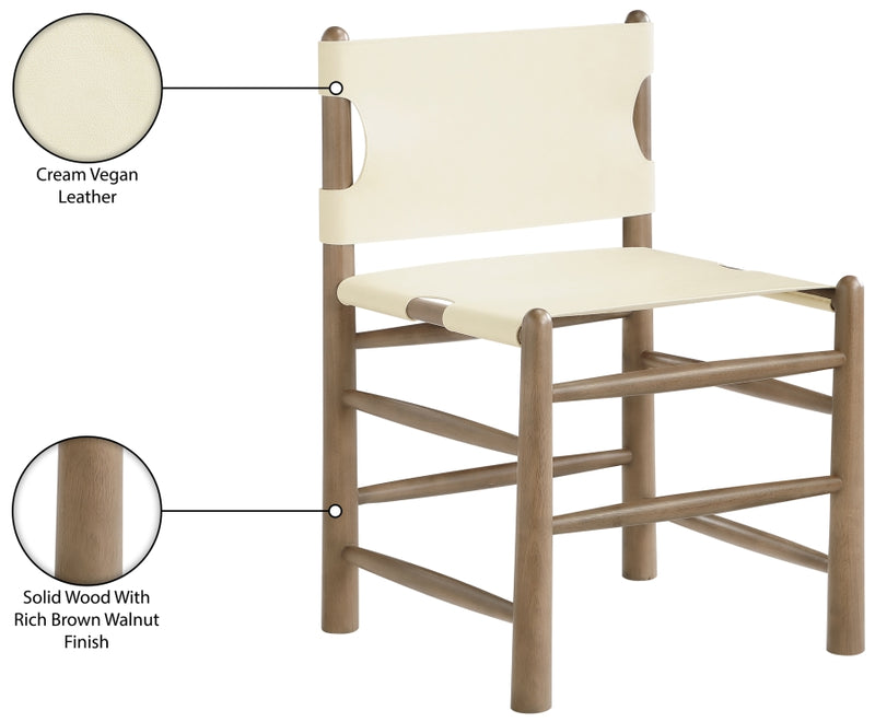 Santos Vegan Leather Upholstered Dining Chair in Cream, Set of 2 - 77095Cream-C