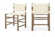 Santos Vegan Leather Upholstered Dining Chair in Cream, Set of 2 - 77095Cream-C