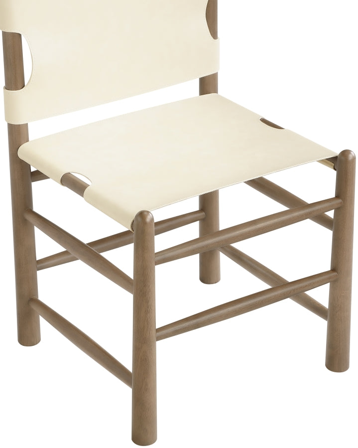 Santos Vegan Leather Upholstered Dining Chair in Cream, Set of 2 - 77095Cream-C