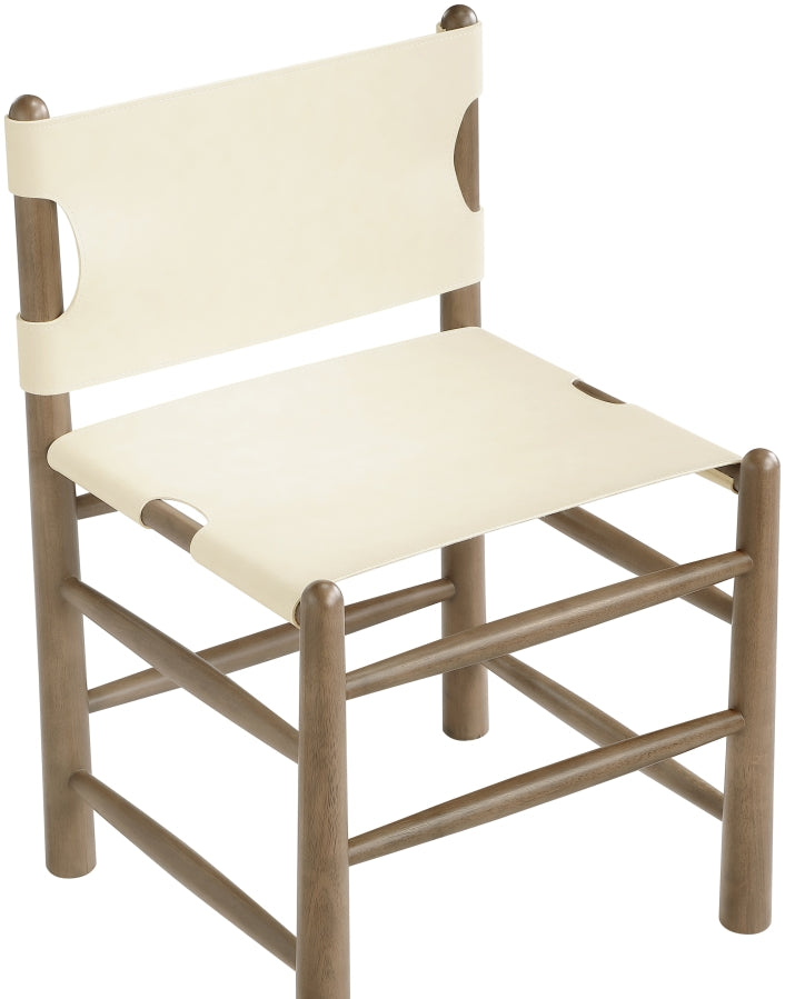 Santos Vegan Leather Upholstered Dining Chair in Cream, Set of 2 - 77095Cream-C