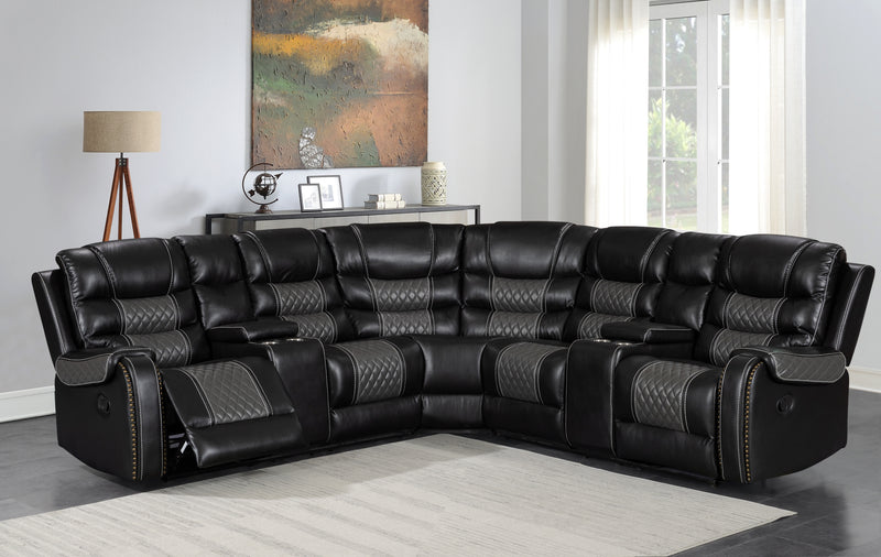 Sarasota Black 4-pc Sectional - SARASOTA-BK-4-PC-SEC