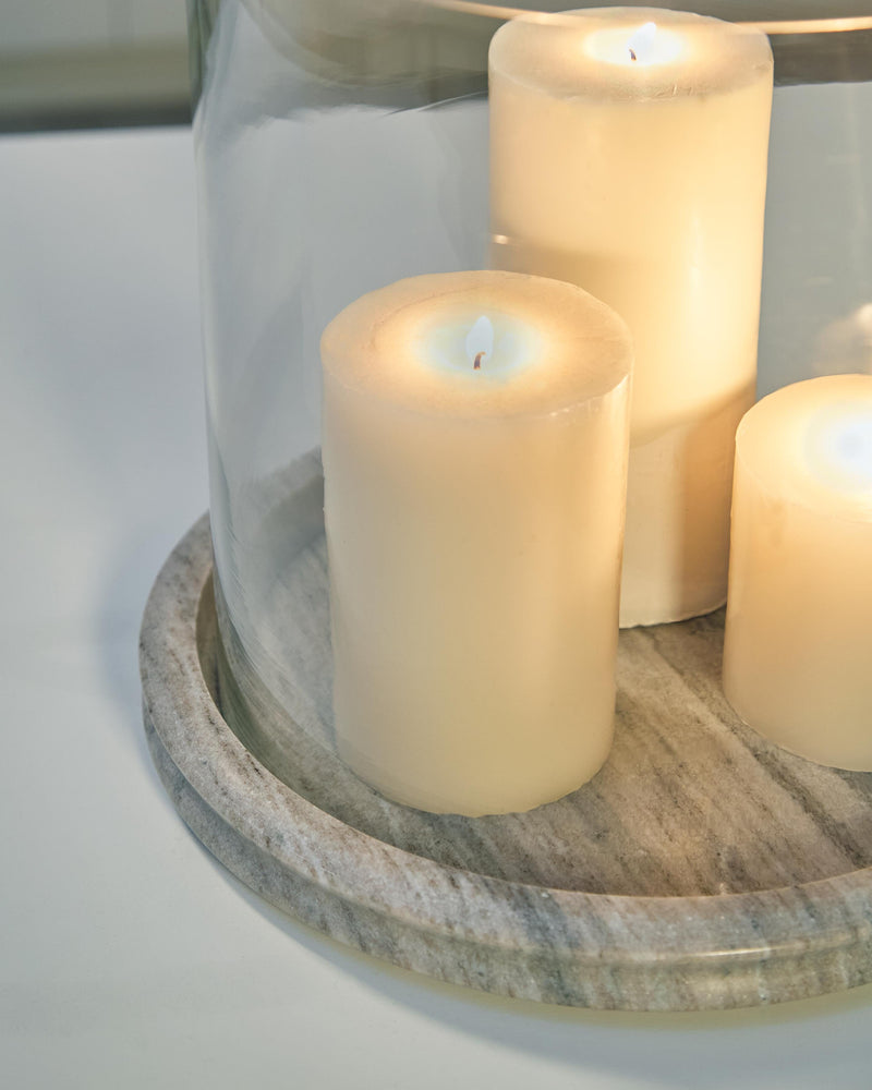 Saskia Clear/Beige Candle Holder - A2000847