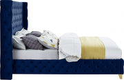 Savan Velvet King Bed Blue - Gate FurnitureKing Bed