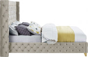 Savan Velvet King Bed Cream - Gate FurnitureKing Bed